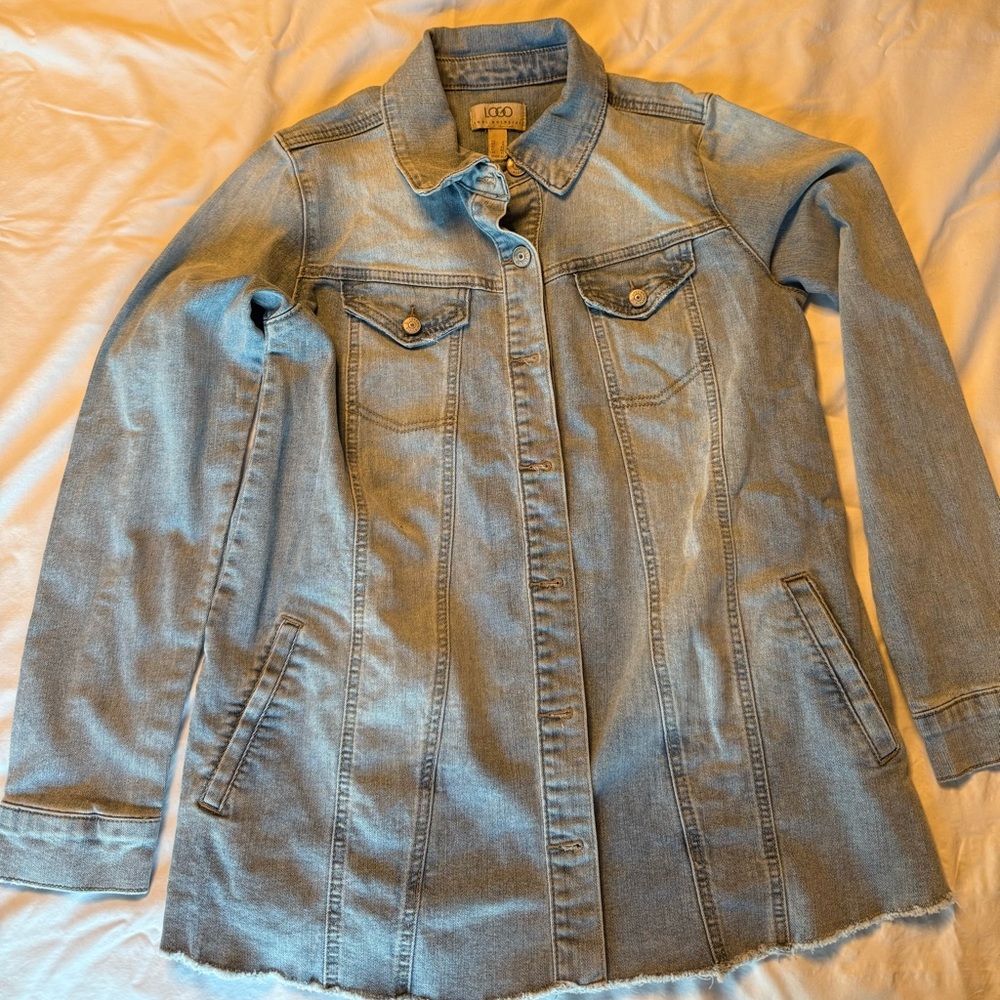 LOGO by Lori Goldstein Light Blue Jean Jacket